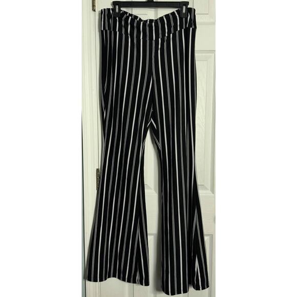 No Boundaries Black Flare Pants With White Stripes, Pull On, Elastic Waist, XXL - Picture 1 of 4